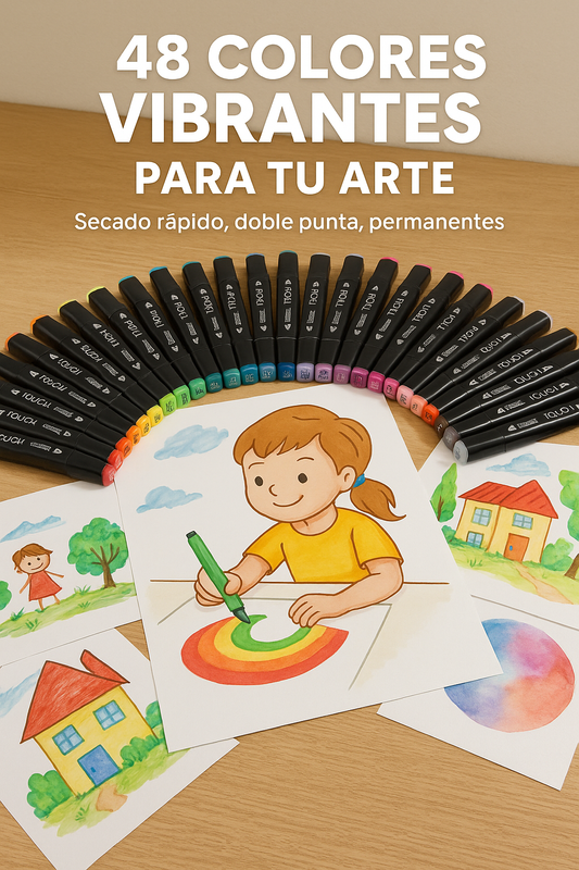 Marcadores TOUCH - 48 COLORES VIBRANTES • DOBLE PUNTA