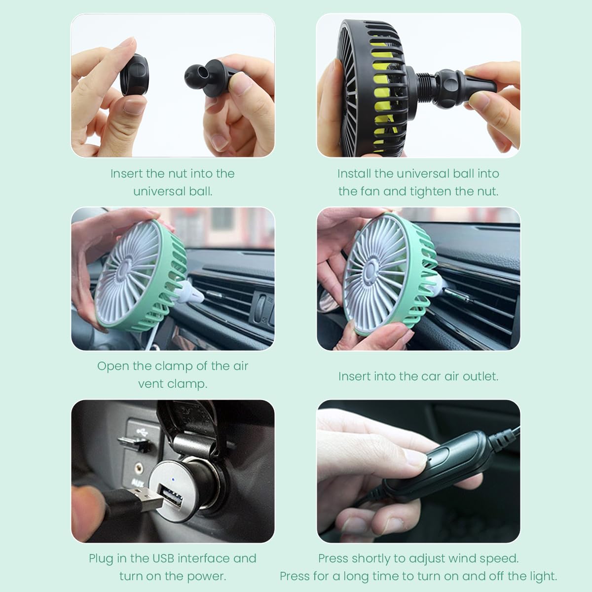 Ventilador para autos USB con luces led - Promoción