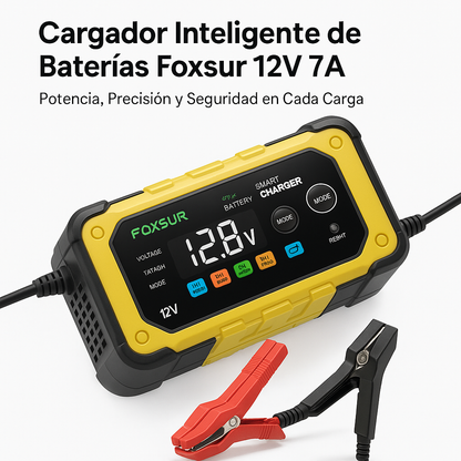 Cargador de Batería Inteligente Foxsur 12V 7A