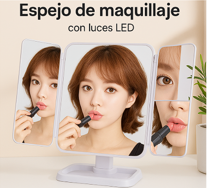 Espejo de maquillaje con luz led recargable - PROMOCIÓN