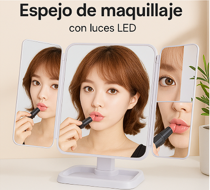 Espejo de maquillaje con luz led recargable - PROMOCIÓN