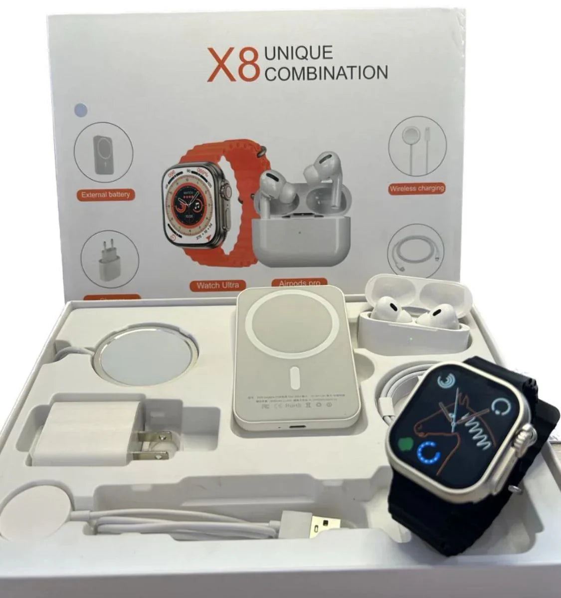 COMBO X8 UNIQUE® - Smartwatch X8 + Audífonos + Cargador Portátil 😲OFERTA EXCLUSIVA😲