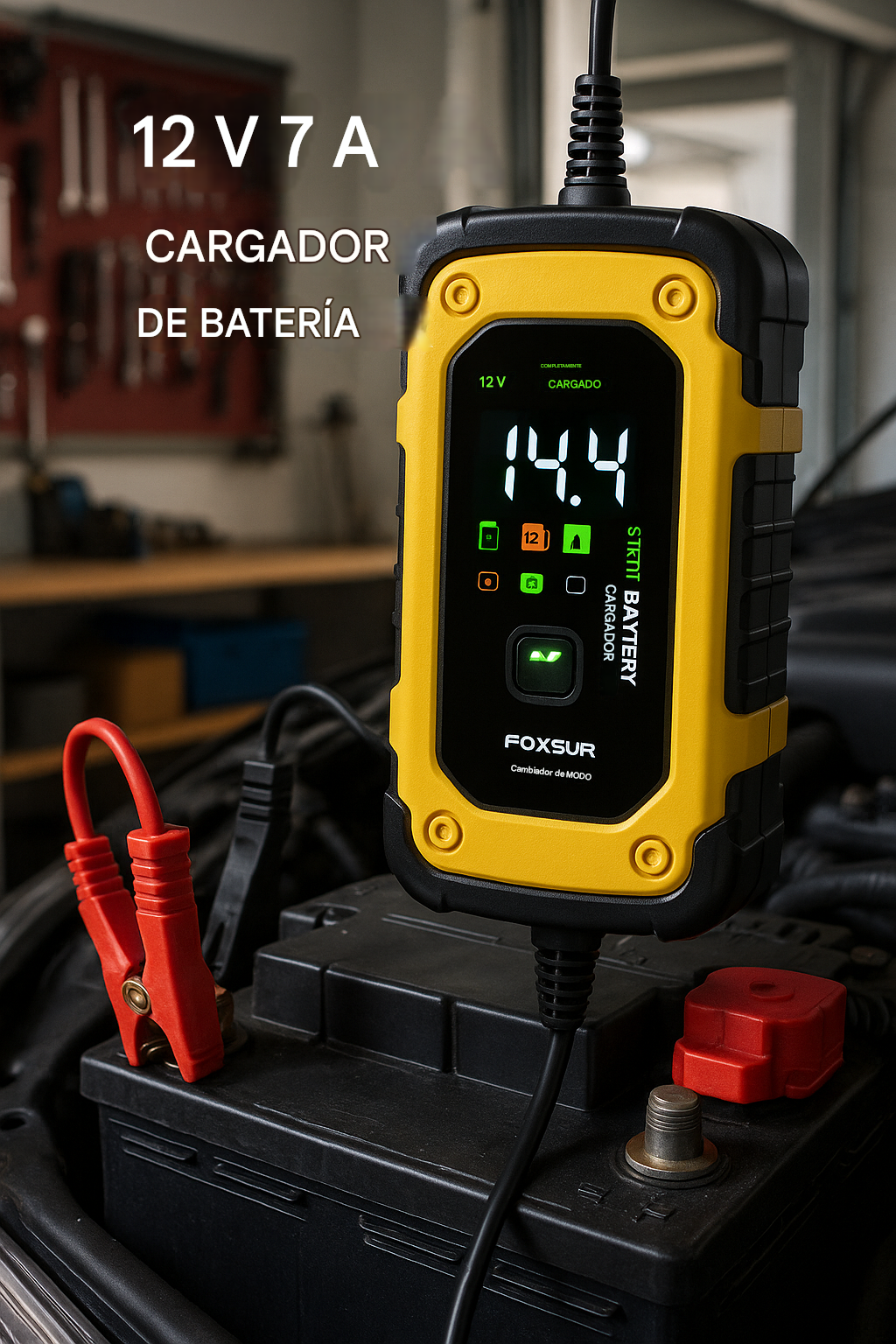 Cargador de Batería Inteligente Foxsur 12V 7A