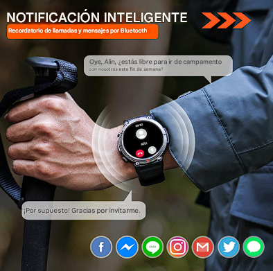 EIGIIS -  Reloj inteligente militar con linterna LED