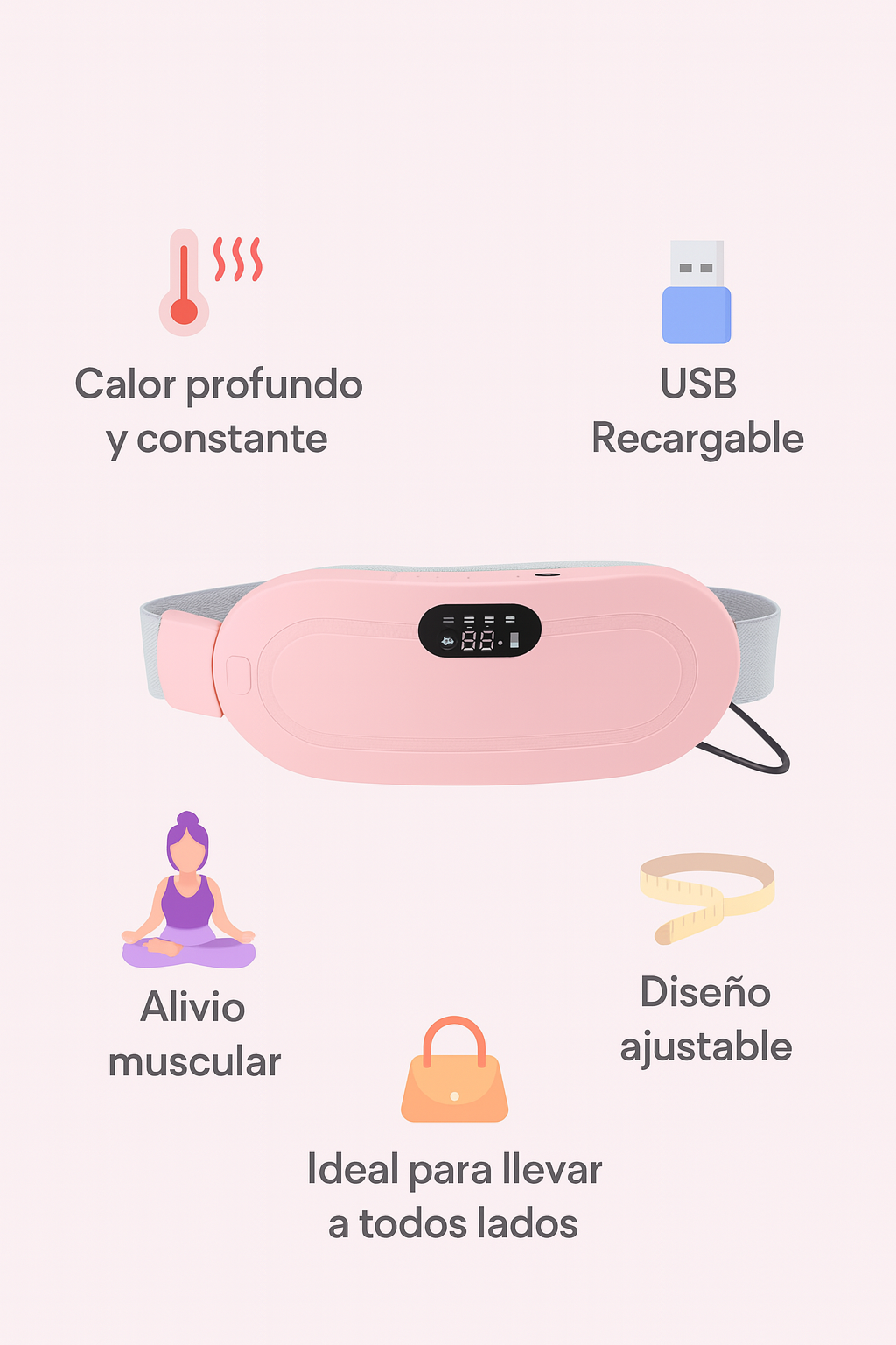 🌸 CINTURÓN TÉRMICO PARA CÓLICOS MENSTRUALES